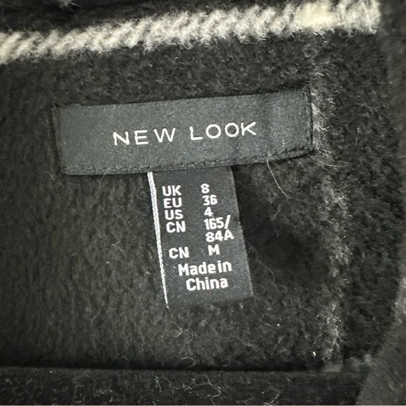 NEW LOOK belted maxi coat in black window check SZ US 4 - Picture 4 of 6